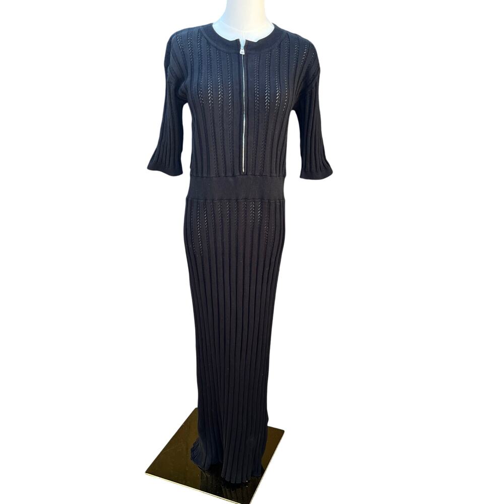 Varley Malia Knit Midi Dress Black Sz L - Picture 6 of 7